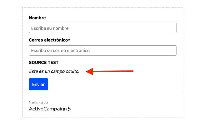 Campo oculto en ActiveCampaign
